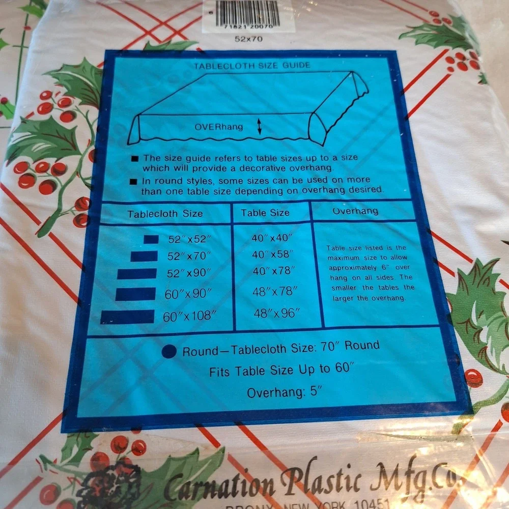 Vintage Christmas Vinyl Flannelback Tablecloth Set of 2 52